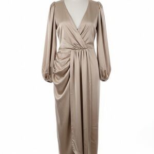 Eloquii Elegant Beige Long Sleeve Dress Maxi NWT